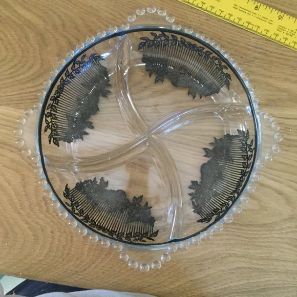 Silver overlay divided dish - Picture 1 of 3